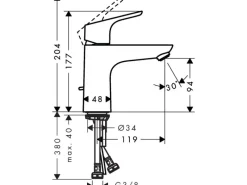 Hansgrohe Einhebel-Waschbeckenarmatur Focus 100 mm mit Zugstangen-Ablaufg. Chrom< Einhebelmischer