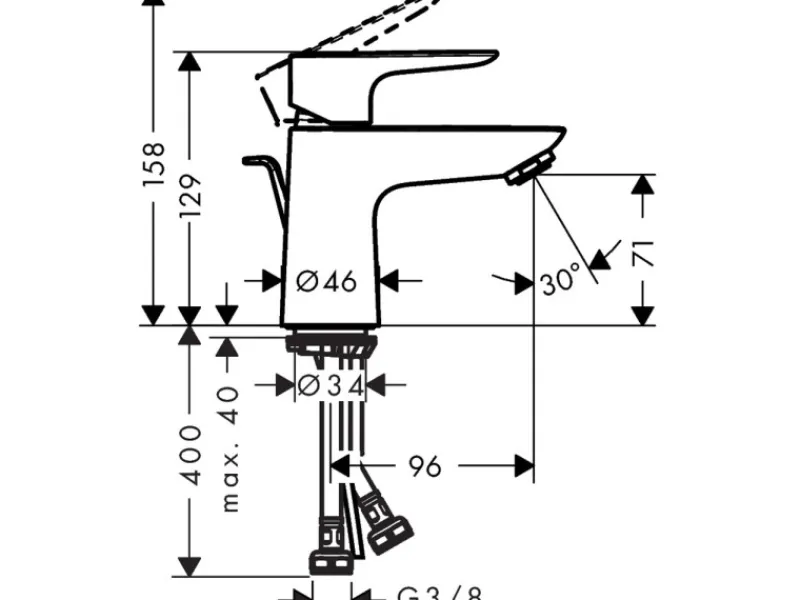 Hansgrohe Einhebelmischer<Einhebel-Waschbeckenarmatur Talis E 80mm mit Zugstangen-Ablaufgarnitur
