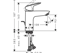 Hansgrohe Einhebelmischer<Einhebel-Waschbeckenarmatur Logis 100 mm mit Zugstangen-Ablaufg. Chrom