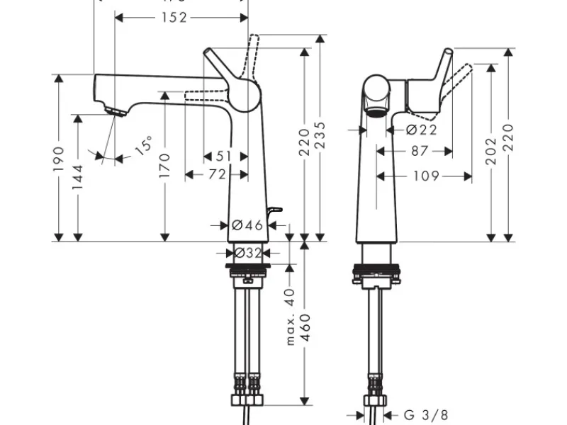 Hansgrohe Zubehör Für Küchenarmatur<Einhebel-Waschbeckenarmatur Talis S 140mm mit Zugstangen-Ablaufgarnit.