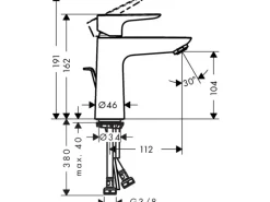 Hansgrohe Einhebel-Waschbeckenarmatur Talis E 110mm mit Zugstangen-Ablaufgarnit.< Einhebelmischer