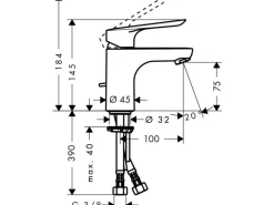 Hansgrohe Einhebel-Waschtischarmatur Logis E 70 mm Chrom mit Zugstangen-Ablauf< Einhebelmischer