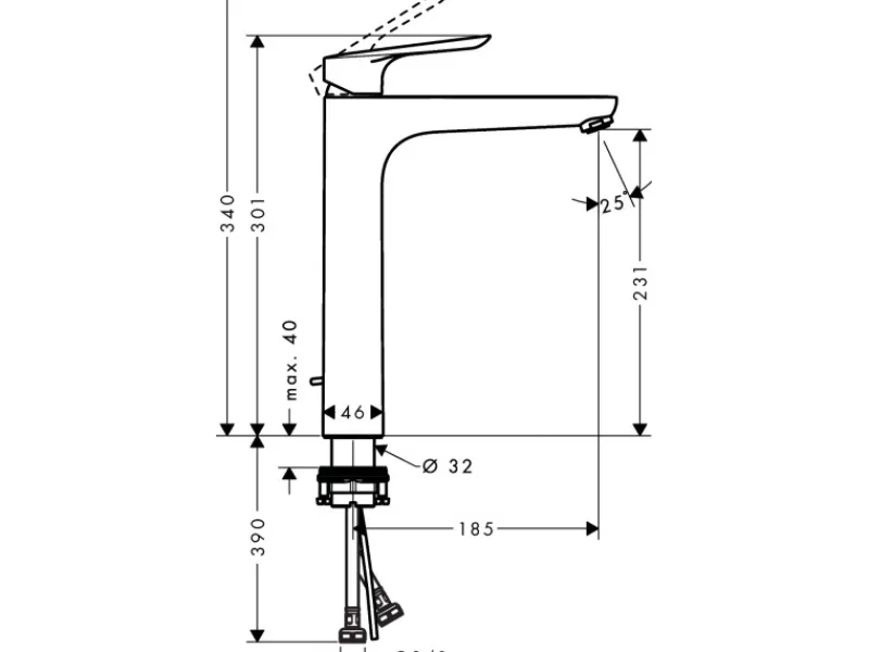 Hansgrohe Einhebelmischer<Einhebel-Waschtischarmatur Logis E 230 mm Chrom mit Zugstangen-Ablauf