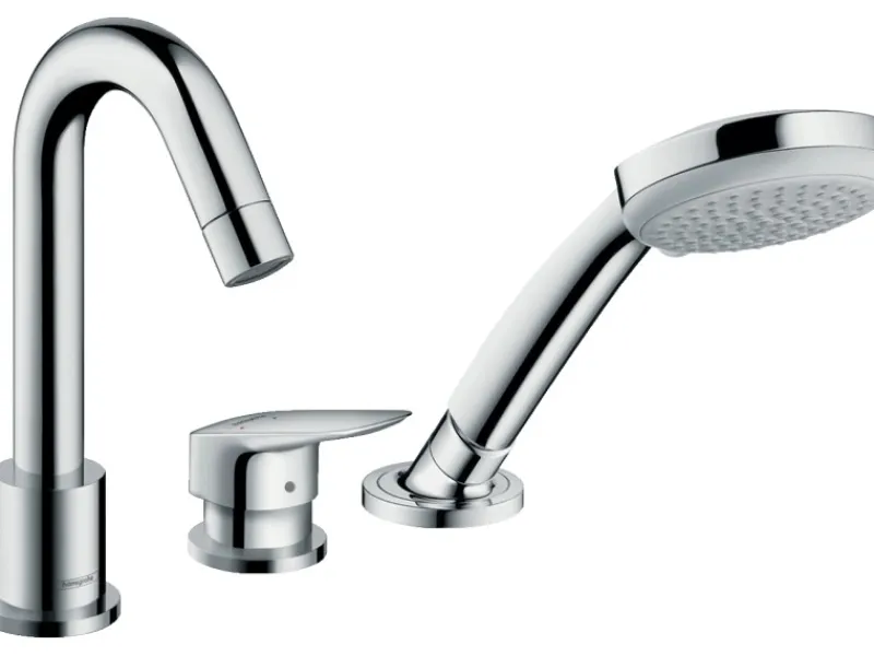 Hansgrohe 3-Loch Einhebel-Wannenarmatur Logis mit Secuflex Chrom< Einhebelmischer