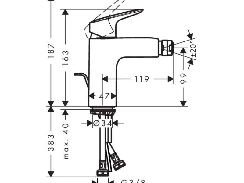 Hansgrohe Einhebelmischer<Logis Einhebel-Bidetmischer 100 mit Zugstangen-Ablaufgarnitur Chrom