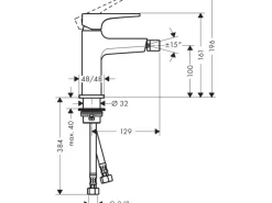 Clearance Hansgrohe Metropol Einhebel-Bidetmischer mit Hebelgriff und Push-Open Ablaufgarn