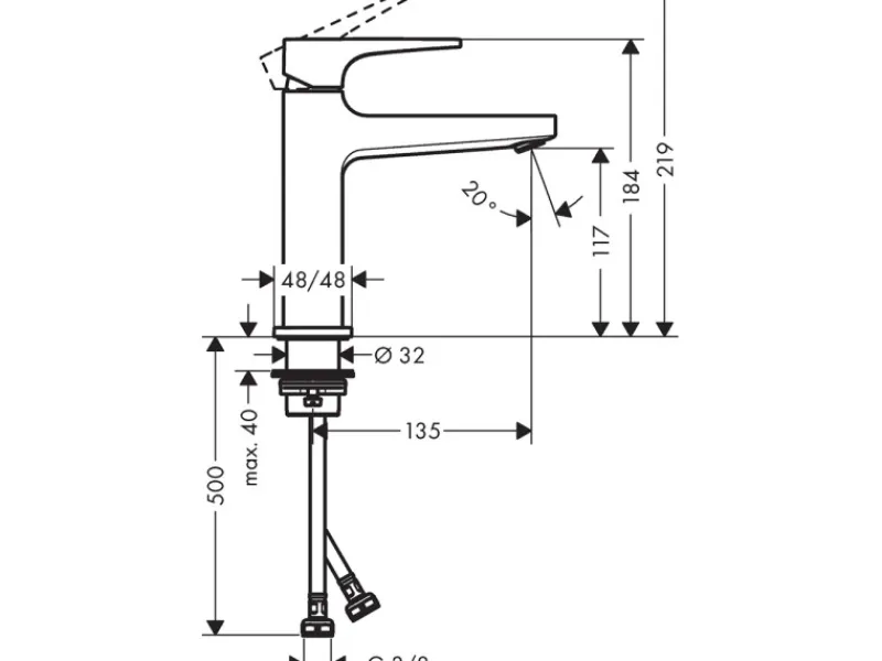 Clearance Hansgrohe Metropol Einhebel-Waschtischmischer 110 mit Hebelgriff und Push-Open A