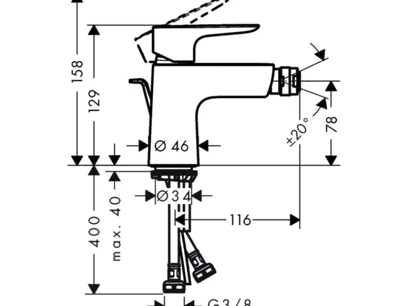 Outlet Hansgrohe Talis E Einhebel-Bidetmischer mit Zugstangen-Ablaufgarnitur Chrom