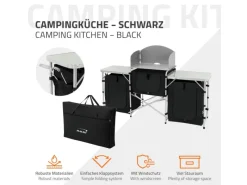 HAUKI Camping Küche Schwarz Campingschrank Faltbar mit Tragetasche< Kochfelder