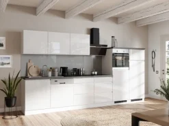 Held Möbel Held Küchen Küchenzeile Gera 360 cm Weiß/Beton mit E-Geräten Induktion< Gefrierschränke|Kühlschränke