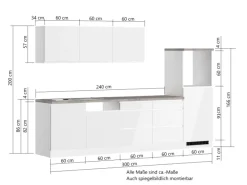 Sale Held Möbel Held Küchen Küchenzeile Gera 300 cm Weiß/Wotan ohne E-Geräte /autark