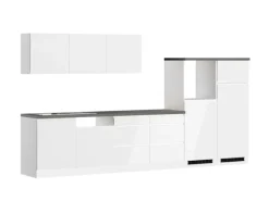 Held Möbel Kochfelder|Kühlschränke<Held Küchen Küchenzeile Gera 360 cm Weiß/Beton ohne E-Geräte