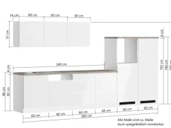 Held Möbel Kochfelder|Kühlschränke<Held Küchen Küchenzeile Gera 360 cm Weiß/Beton ohne E-Geräte