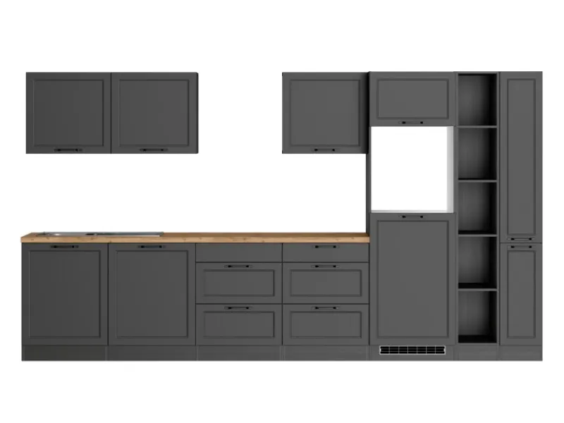 Held Möbel Küchenschränke|Einbauküchen<Held Küchen Küchenzeile Kempten 360 cm Grau/Graphit ohne E-Geräte