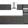 New Held Möbel Held Küchen Küchenzeile Kempten 300 cm Grau/Graphit mit E-Geräte
