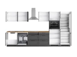 Held Möbel Herde|Gefrierschränke<Held Küchen Küchenzeile Kempten 360 cm Grau/Graphit mit E-Geräten /autark