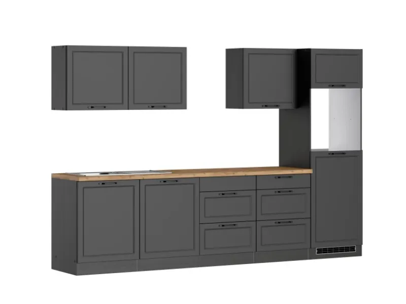 Held Möbel Küchenschränke<Held Küchen Küchenzeile Kempten 300 cm Grau/Graphit ohne E-Geräte