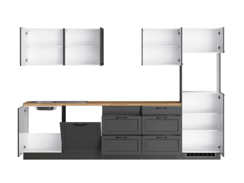 Held Möbel Küchenschränke<Held Küchen Küchenzeile Kempten 300 cm Grau/Graphit ohne E-Geräte