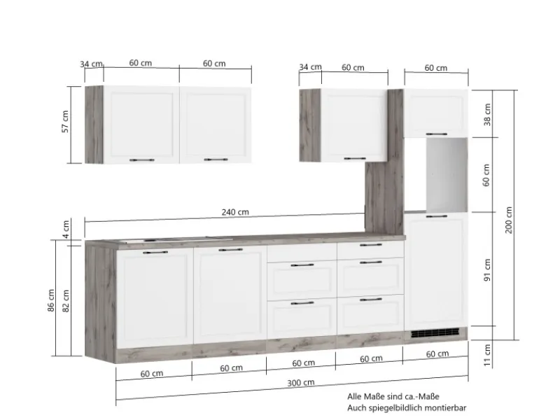 Held Möbel Küchenschränke<Held Küchen Küchenzeile Kempten 300 cm Grau/Graphit ohne E-Geräte