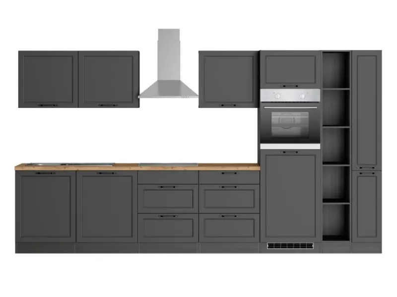 Discount Held Möbel Held Küchen Küchenzeile Kempten 360 cm Grau/Graphit mit E-Geräte