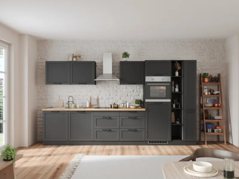 Discount Held Möbel Held Küchen Küchenzeile Kempten 360 cm Grau/Graphit mit E-Geräte