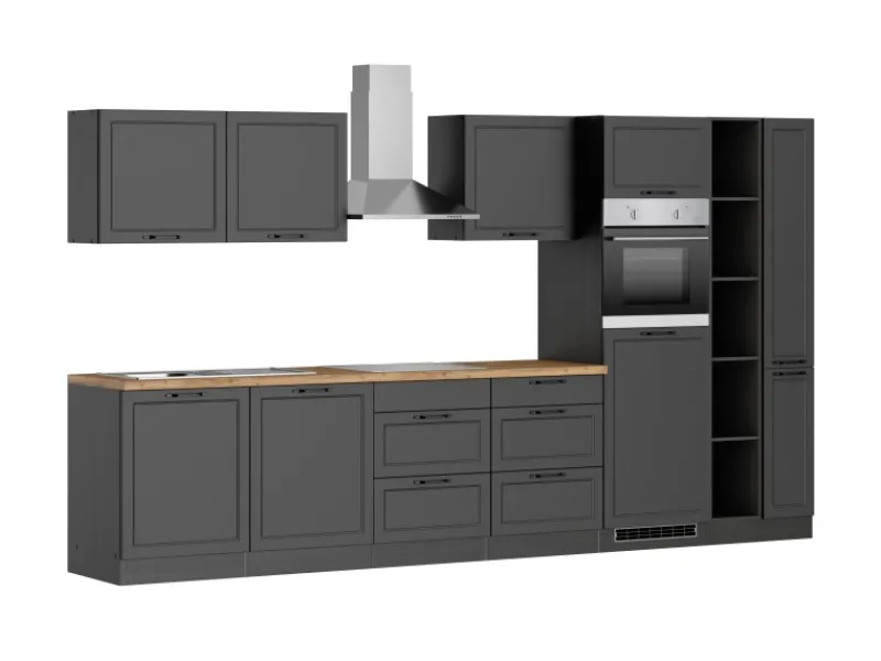 Discount Held Möbel Held Küchen Küchenzeile Kempten 360 cm Grau/Graphit mit E-Geräte