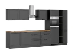 Held Möbel Einbauküchen<Held Küchen Küchenzeile Kempten 360 cm Grau/Graphit mit E-Geräten Induktion