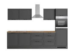 Discount Held Möbel Held Küchen Küchenzeile Kempten 300 cm Grau/Graphit mit E-Geräten Induktion