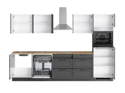 Discount Held Möbel Held Küchen Küchenzeile Kempten 300 cm Grau/Graphit mit E-Geräten Induktion