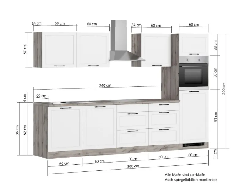 Discount Held Möbel Held Küchen Küchenzeile Kempten 300 cm Grau/Graphit mit E-Geräten Induktion