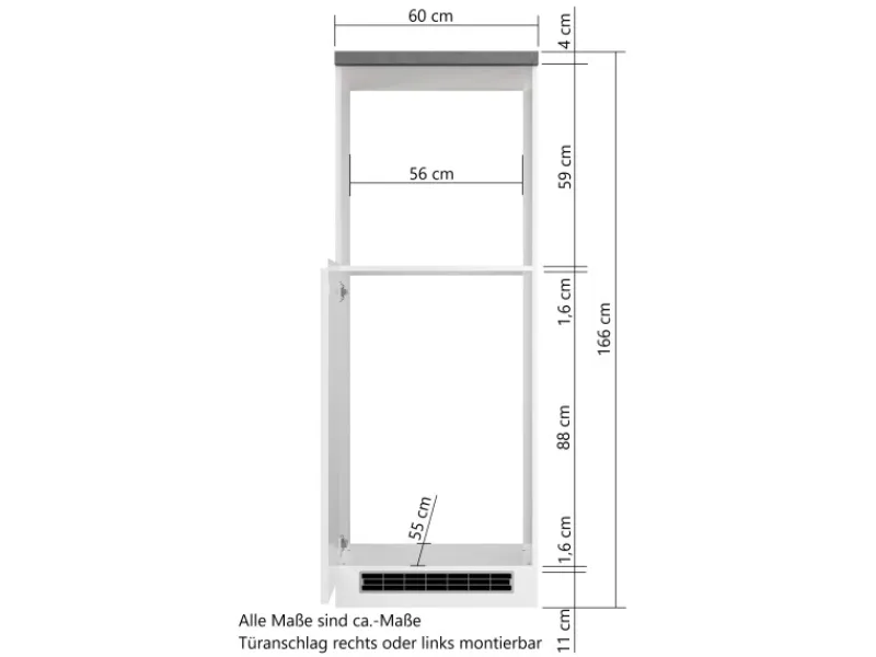 Held Möbel Kühlschränke<Held Küchen Kühl-Umbauschrank Gera 60 cm Weiß/Beton