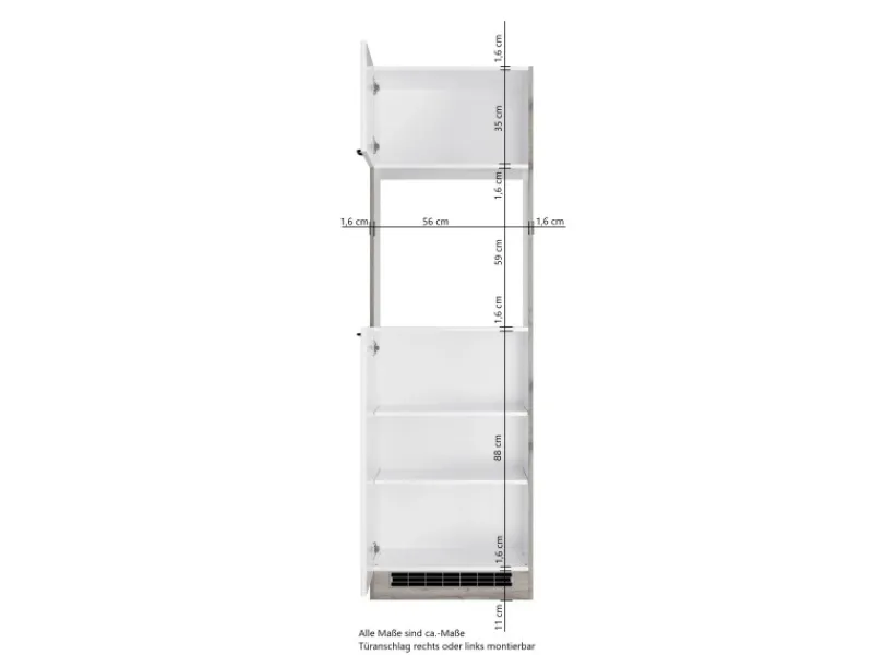 Held Möbel Küchenschränke<Held Küchen Ofen-Umbauschrank Kempten 60 cm Weiß/Wotan