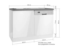 Held Möbel Küchenschränke<Held Küchen Spülenschrank Gera 120 cm Weiß/Beton