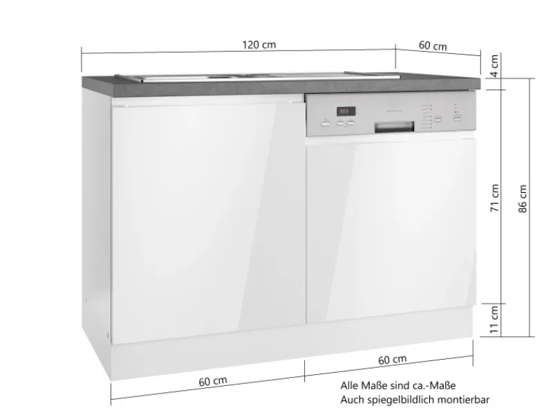 Held Möbel Küchenschränke<Held Küchen Spülenschrank Gera 120 cm Weiß/Beton