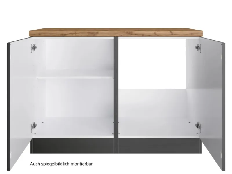 Held Möbel Küchenschränke<Held Küchen Spülenschrank Kempten 120 cm Grau/Graphit 2 Türen