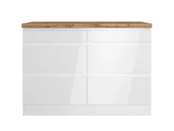 Outlet Held Möbel Held Küchen Unterschrank Gera 120 cm Weiß/Wotan