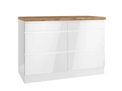 Outlet Held Möbel Held Küchen Unterschrank Gera 120 cm Weiß/Wotan