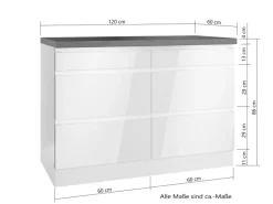 Outlet Held Möbel Held Küchen Unterschrank Gera 120 cm Weiß/Wotan