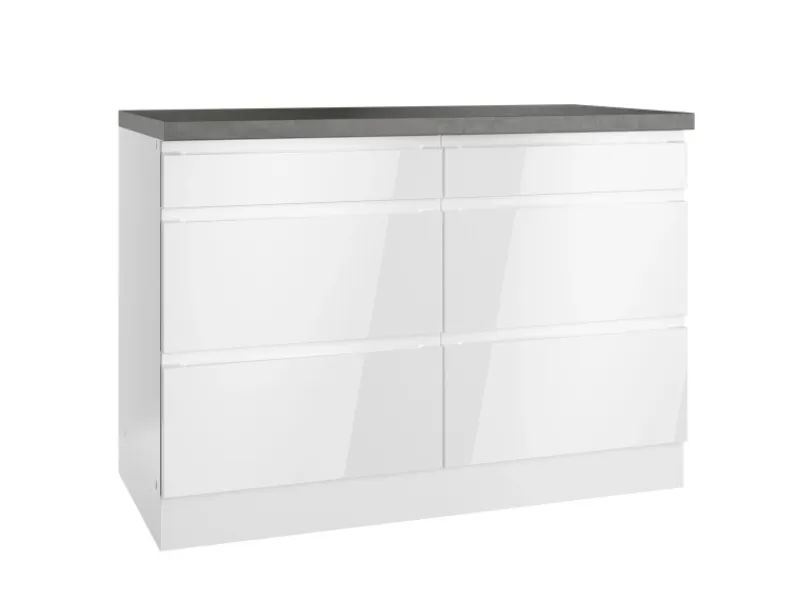 Best Held Möbel Held Küchen Unterschrank Gera 120 cm Weiß/Beton