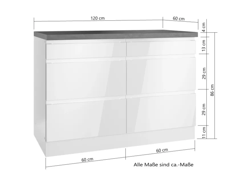 Best Held Möbel Held Küchen Unterschrank Gera 120 cm Weiß/Beton