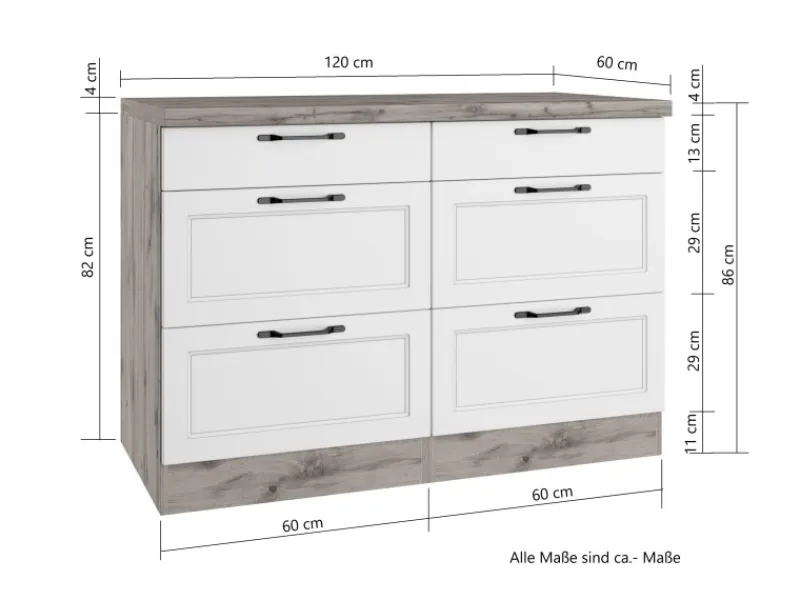 Online Held Möbel Held Küchen Unterschrank Kempten 120 cm Weiß/Wotan