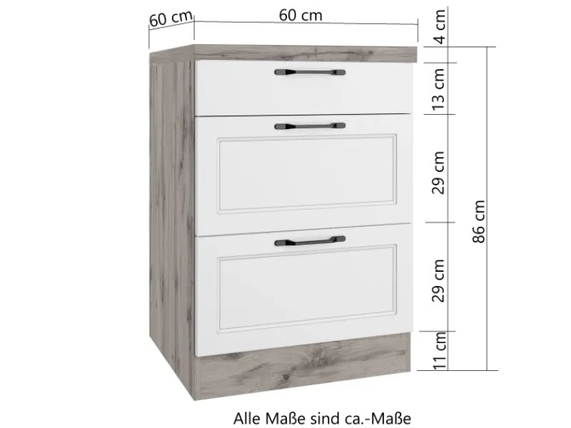 Held Möbel Küchenschränke<Held Küchen Unterschrank Kempten 60 cm Weiß/Wotan 2 Türen