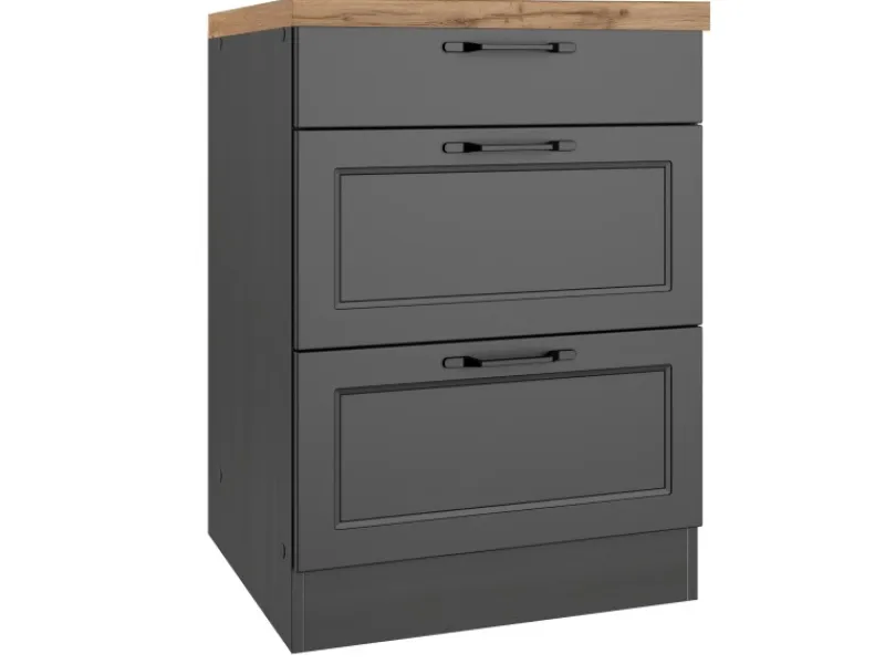 Held Möbel Küchenschränke<Held Küchen Unterschrank Kempten 60 cm Grau/Graphit 2 Türen