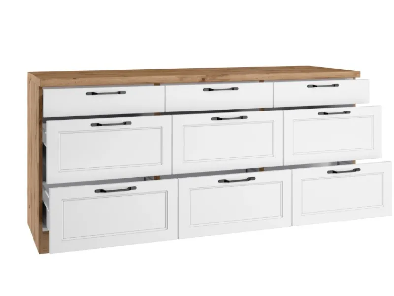 Held Möbel Held Küchen Unterschrank Kempten 180 cm Weiß/Wotan< Küchenschränke