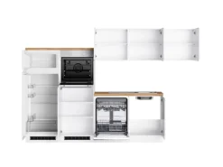 Outlet Held Möbel Held Küchen Winkelküche Gera 300 cm Weiß/Wotan mit E-Geräte