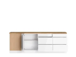 Outlet Held Möbel Held Küchen Winkelküche Gera 240 cm Weiß/Wotan ohne E-Geräte