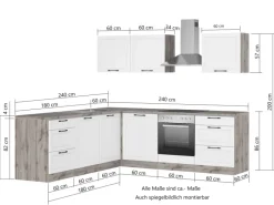 Held Möbel Winkelküchen|Einbauküchen<Held Küchen Winkelküche Kempten 240 cm mit E-Geräten Graphit/Grau
