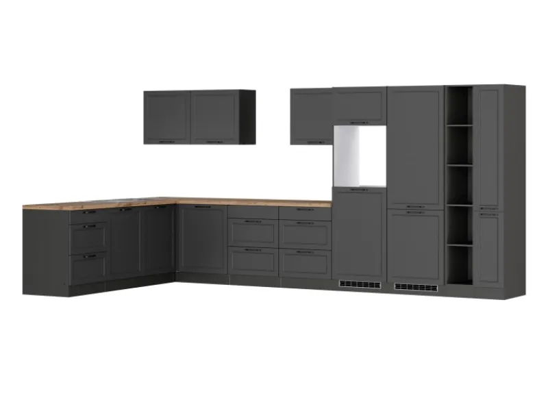 Held Möbel Held Küchen Winkelküche Kempten 420 cm Grau/Graphit ohne E-Geräte< Winkelküchen