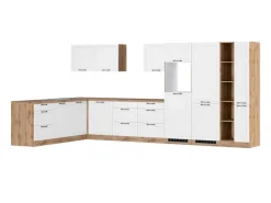 Clearance Held Möbel Held Küchen Winkelküche Kempten 420 cm Weiß/Wotan ohne E-Geräte
