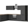 Held Möbel Held Küchen Winkelküche Kempten 360 cm mit E-Geräten Graphit/Grau< Herde|Gefrierschränke